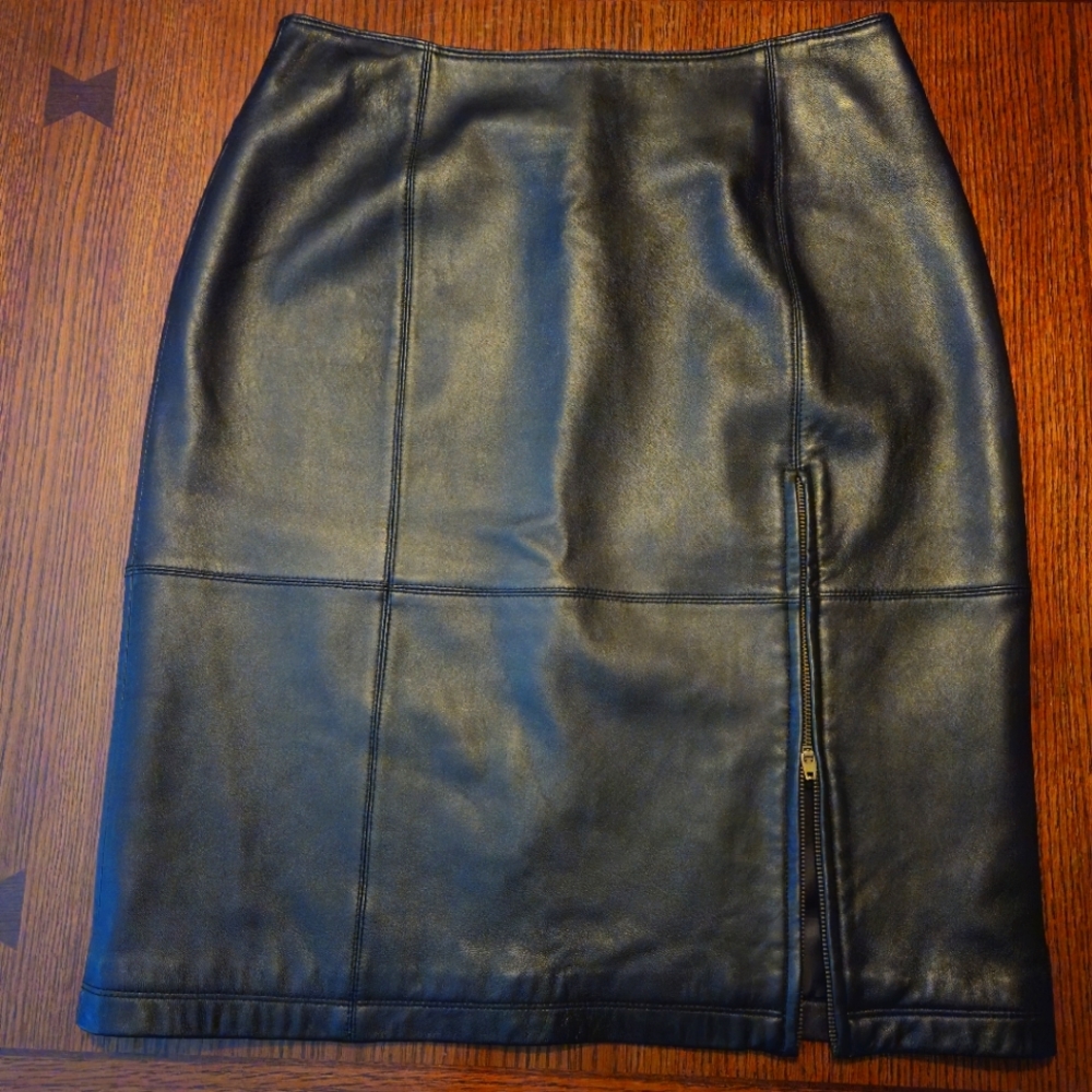 Randolph Duke Black Leather skirt Size 12